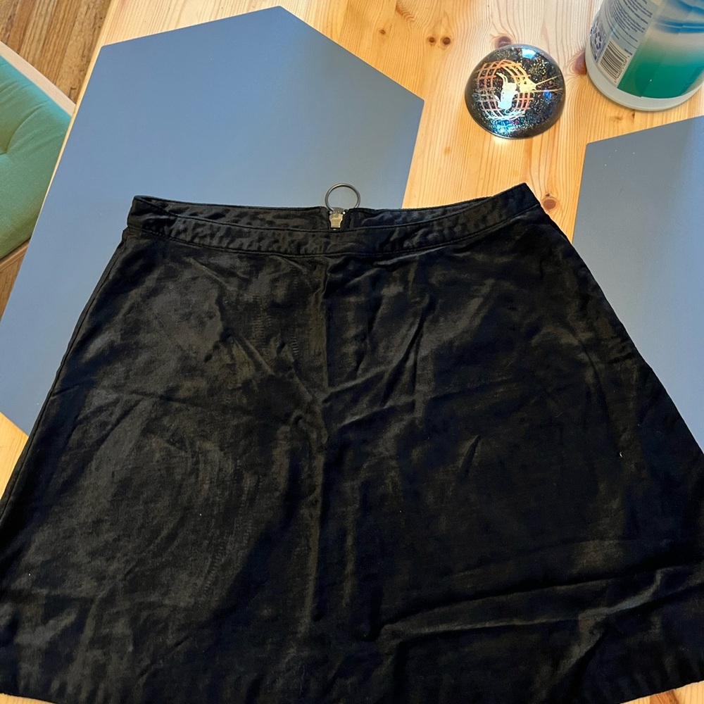 Free People Black Velvet Mini Skirt